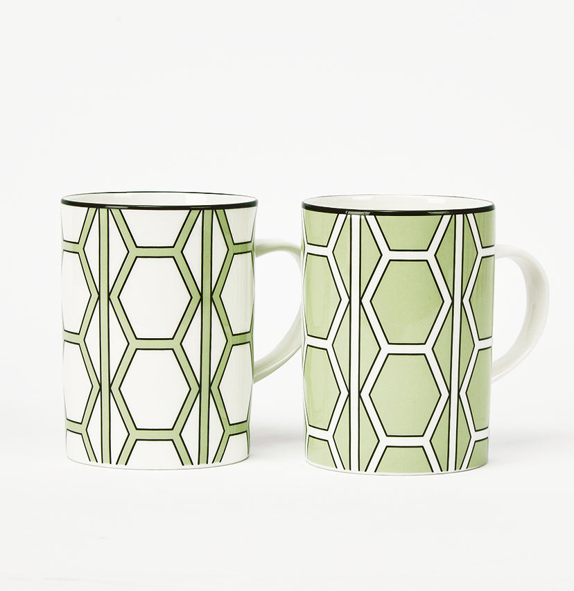 Hex Apple Green/White Mug Pair - SPECIAL OFFER