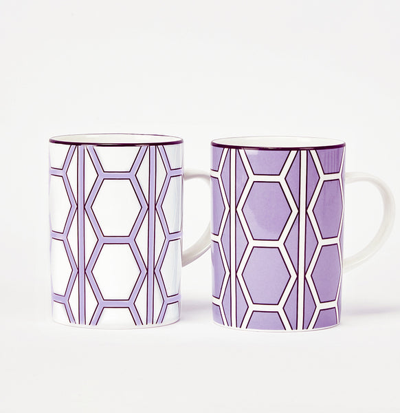 Hex Violet/White Mug Pair - SPECIAL OFFER