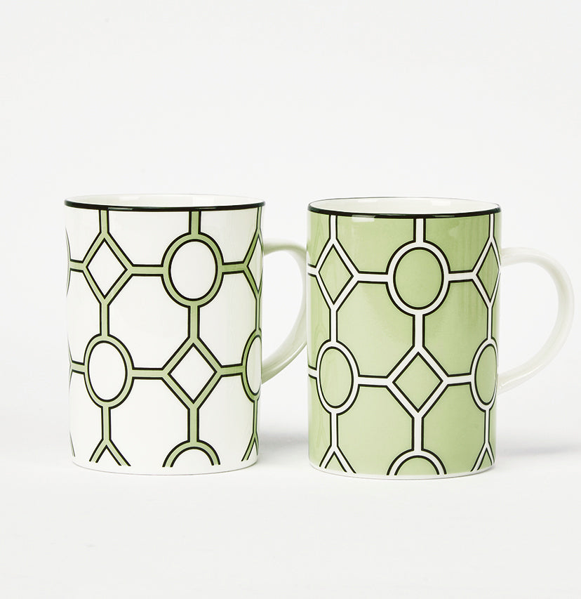 Hoop Apple Green/White Mug Pair - SPECIAL OFFER