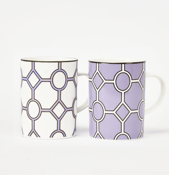 Hoop Violet/White Mug Pair - SPECIAL OFFER