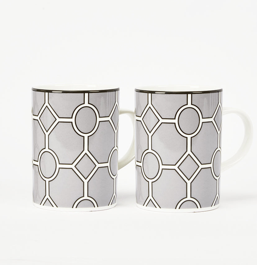 Hoop Grey/White Mug Pair - SPECIAL OFFER