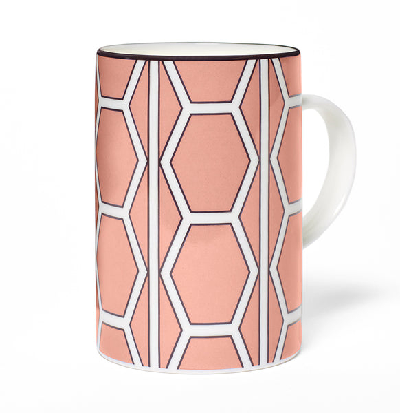 Hex Coral/White Mug