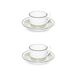 Maze Apple Green/White Teacup Saucer Set of 2 - SPECIAL OFFER