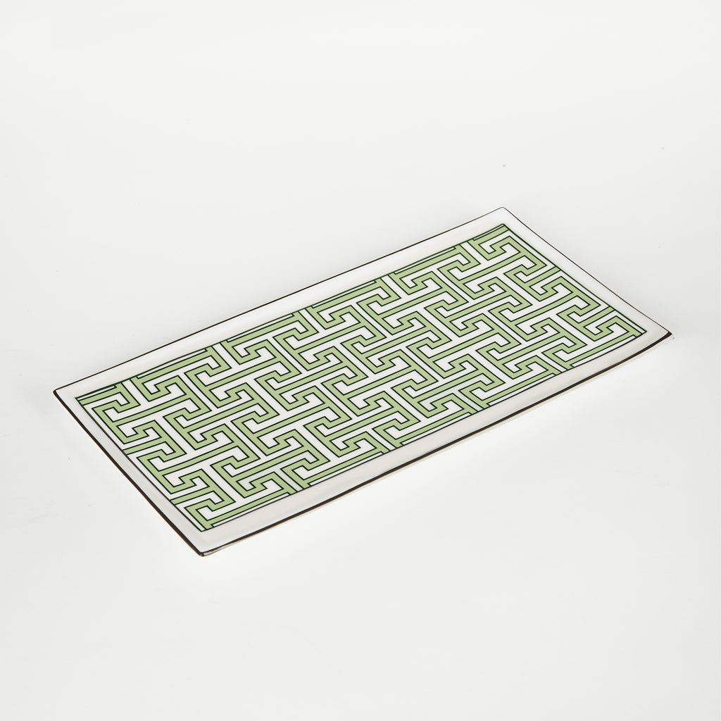 Maze Apple Green/White Rectangular Serving Plate