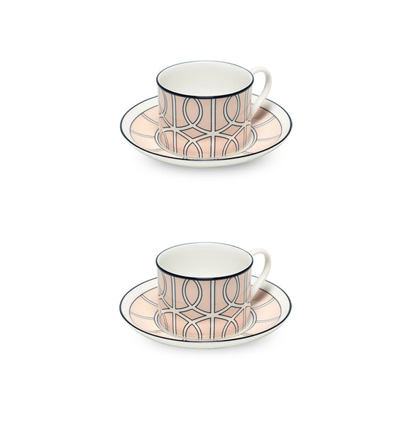 Loop Blush/White Teacup Saucer Set of 2 - SPECIAL OFFER