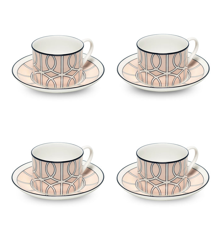 Loop Blush/White Teacup Saucer Set of 4 - SPECIAL OFFER