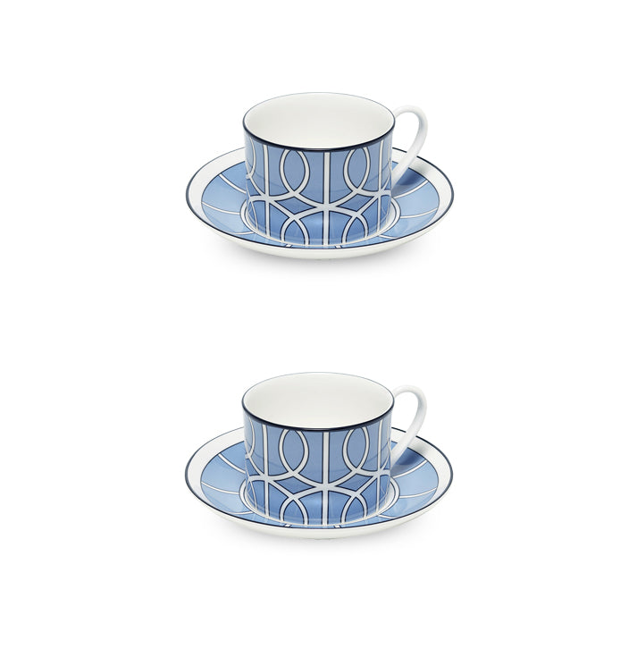 Loop Cornflower Blue/White Teacup Saucer Set of 2 - SPECIAL OFFER