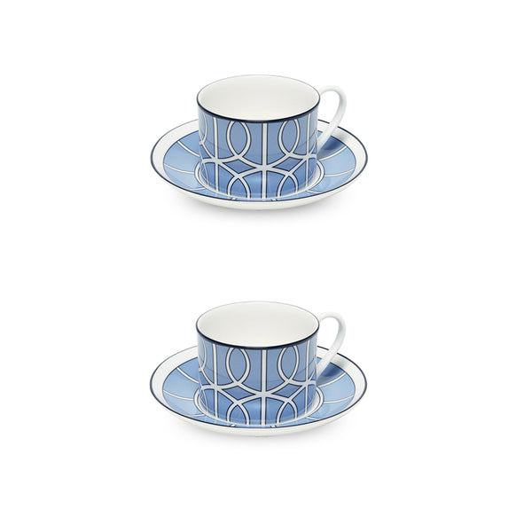 Loop Cornflower Blue/White Teacup Saucer Set of 2 - SPECIAL OFFER