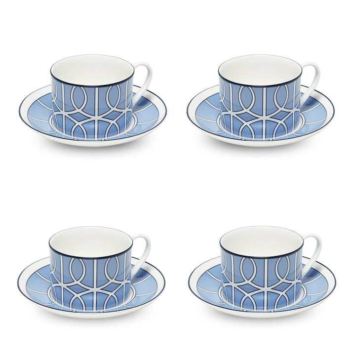 Loop Cornflower Blue/White Teacup Saucer Set of 4 - SPECIAL OFFER