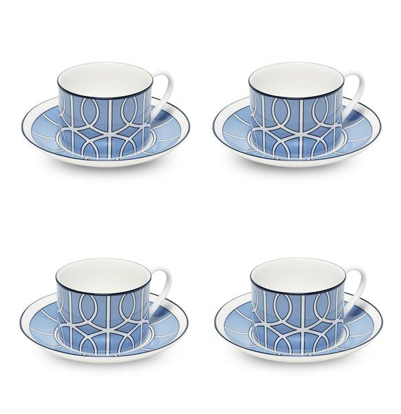 Loop Cornflower Blue/White Teacup Saucer Set of 4 - SPECIAL OFFER