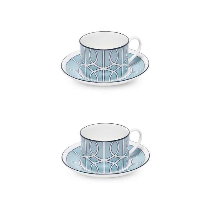 Loop Duck Egg/White Teacup Saucer Set of 2 - SPECIAL OFFER