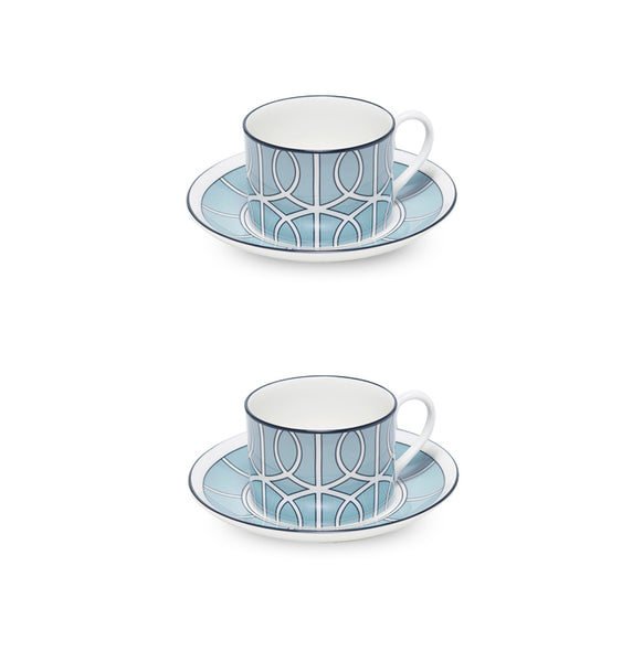 Loop Duck Egg/White Teacup Saucer Set of 2 - SPECIAL OFFER