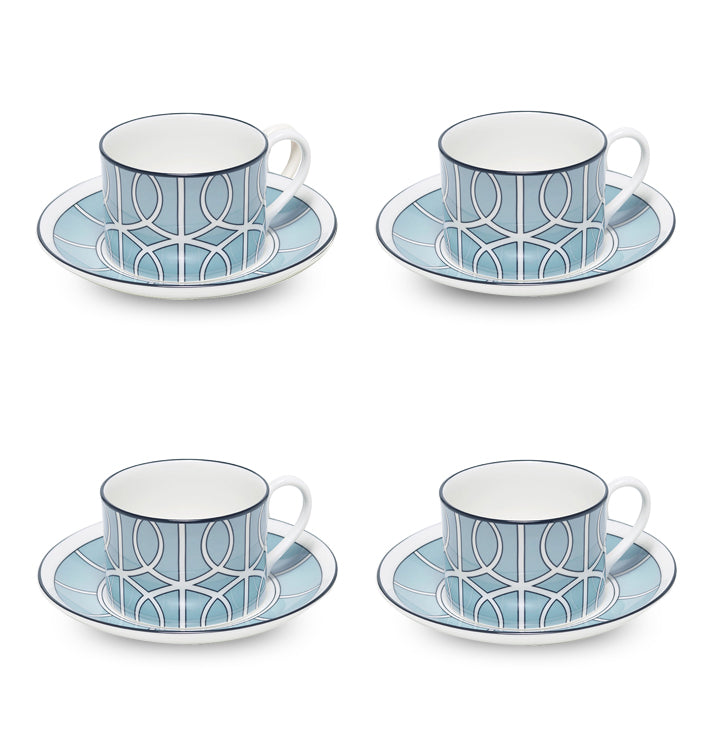 Loop Duck Egg/White Teacup Saucer Set of 4 - SPECIAL OFFER