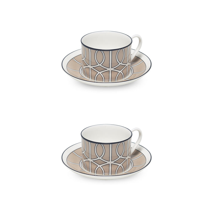 Loop Truffle/White Teacup Saucer Set of 2 - SPECIAL OFFER