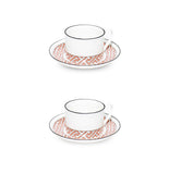 Maze Coral/White Teacup Saucer Set of 2 - SPECIAL OFFER
