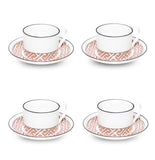 Maze Coral/White Teacup Saucer Set of 4 - SPECIAL OFFER