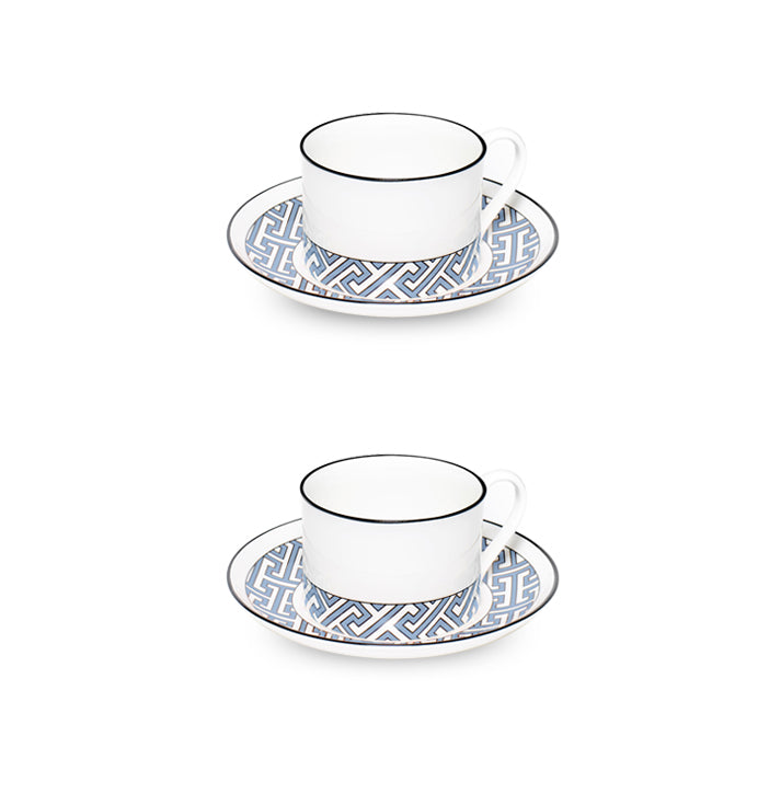 Maze Cornflower Blue/White Teacup Saucer Set of 2 - SPECIAL OFFER
