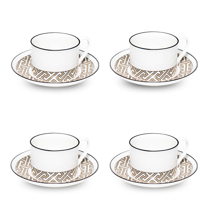 Maze Truffle/White Teacup Saucer Set of 4 - SPECIAL OFFER