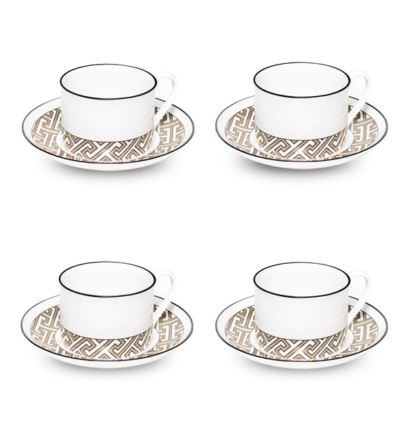 Maze Truffle/White Teacup Saucer Set of 4 - SPECIAL OFFER