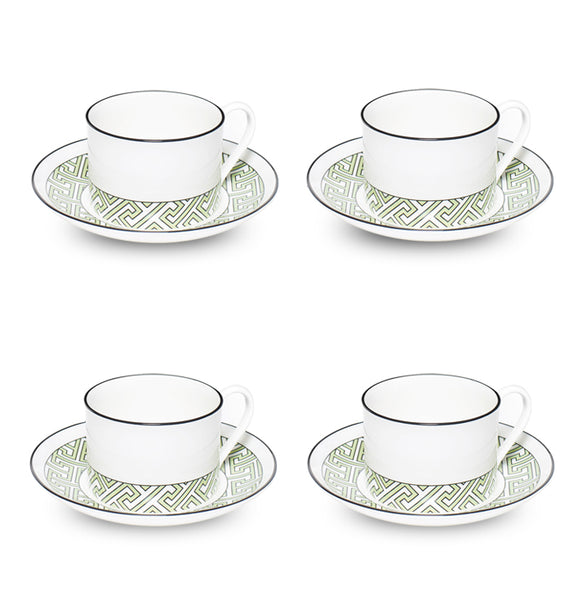 Maze Apple Green/White Teacup Saucer Set of 4 - SPECIAL OFFER