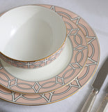 Loop Blush/White Dessert Plate (Gold) - Set of 2