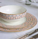 Loop Blush/White Dessert Plate (Gold) - Set of 2