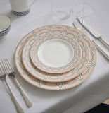 Loop Blush/White Dessert Plate (Gold) - Set of 2