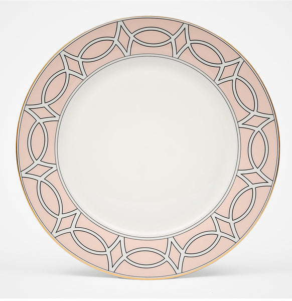 Loop Blush/White Dinner Plate (Gold) - Set of 2