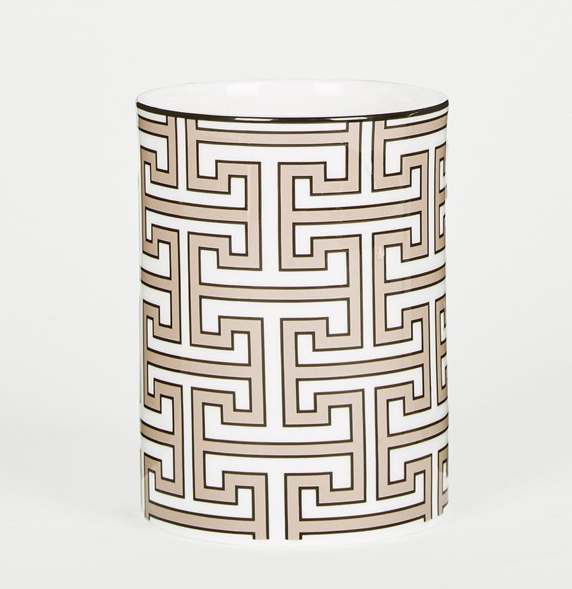 Maze Truffle/White Small Vase
