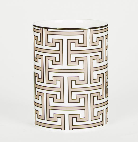Maze Truffle/White Small Vase