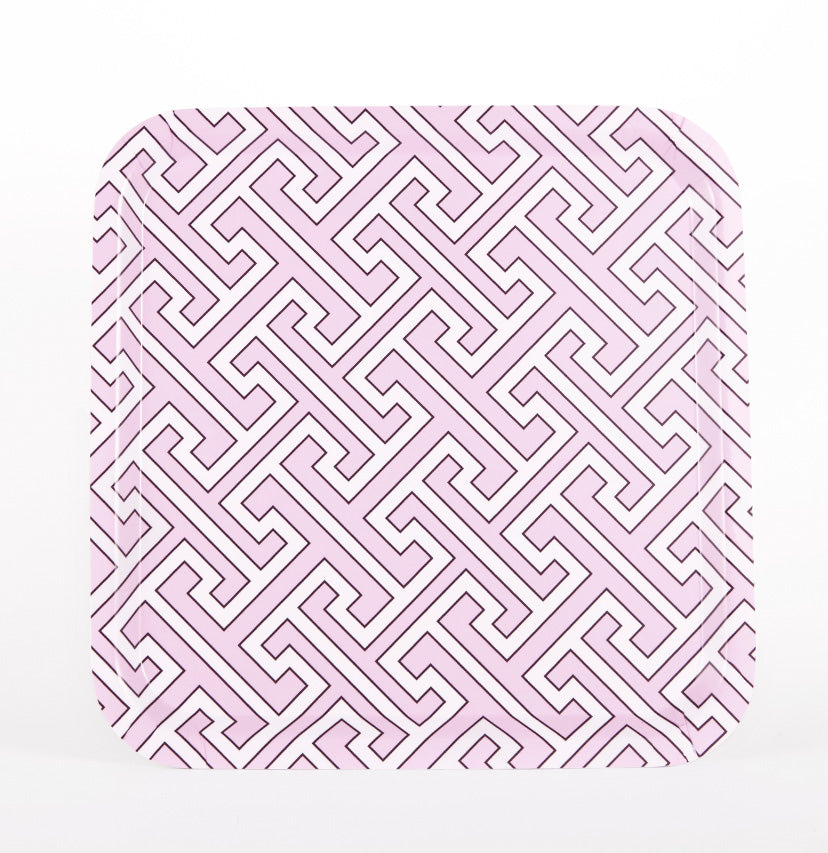 Maze Pink/White Square Tray