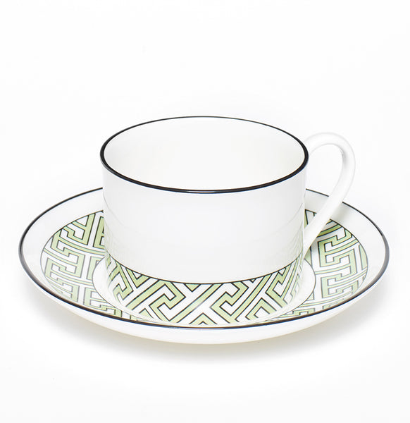 Maze Apple Green/White Teacup & Saucer