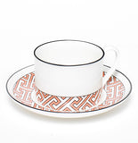 Maze Coral/White Teacup Saucer Set of 4 - SPECIAL OFFER