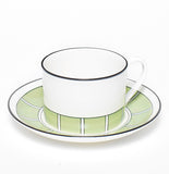 Stripe Apple Green/White Teacup & Saucer