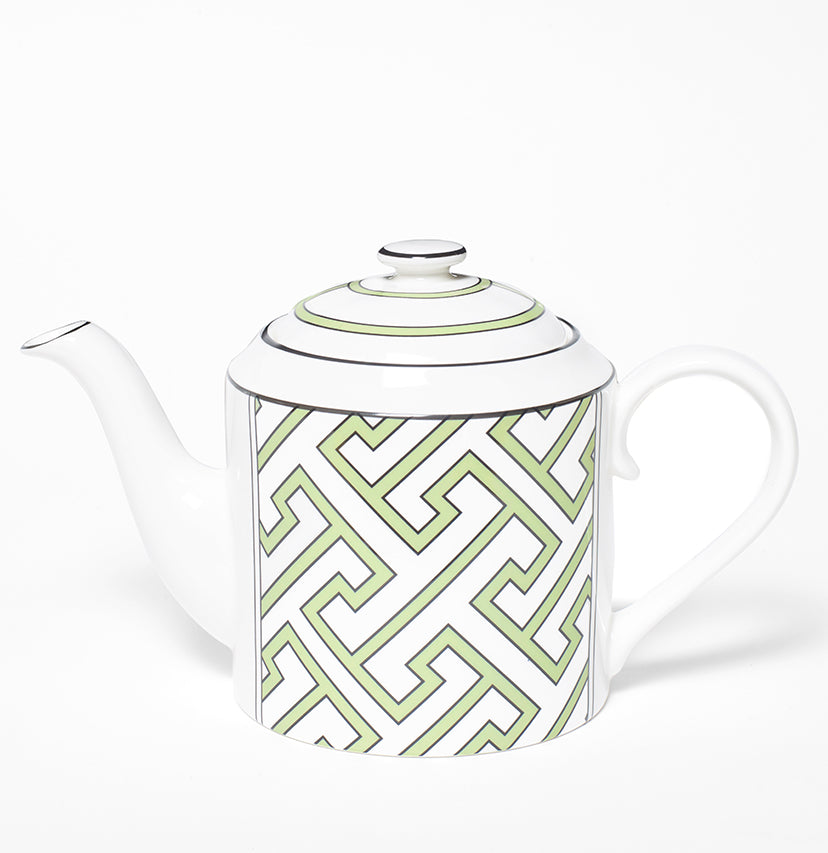 Maze Apple Green/White Teapot