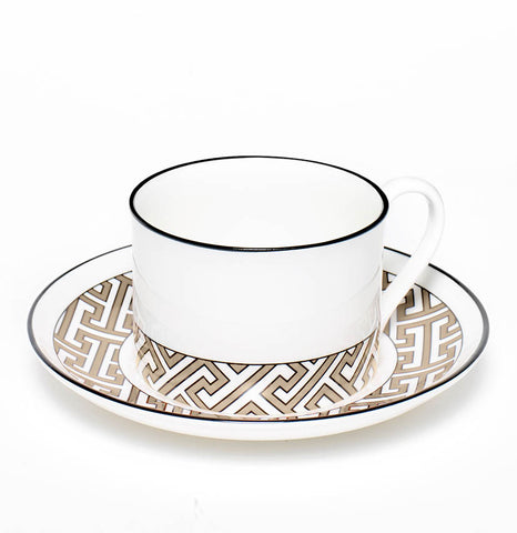 Maze Truffle/White Teacup & Saucer