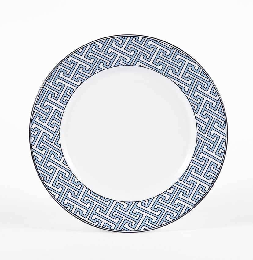 Maze Cornflower Blue/White Dessert Plate - Set of 2
