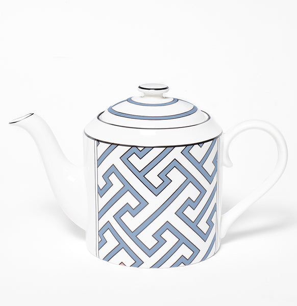 Maze Cornflower Blue/White Teapot