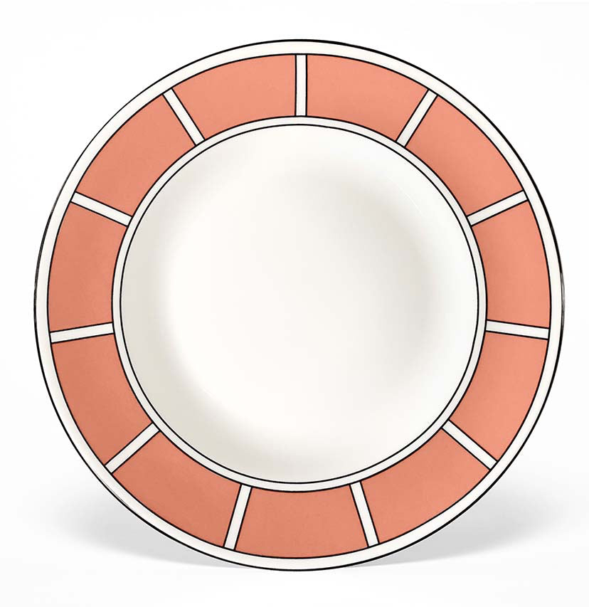 Stripe Coral/White Teaplate/Side Plate (Black)