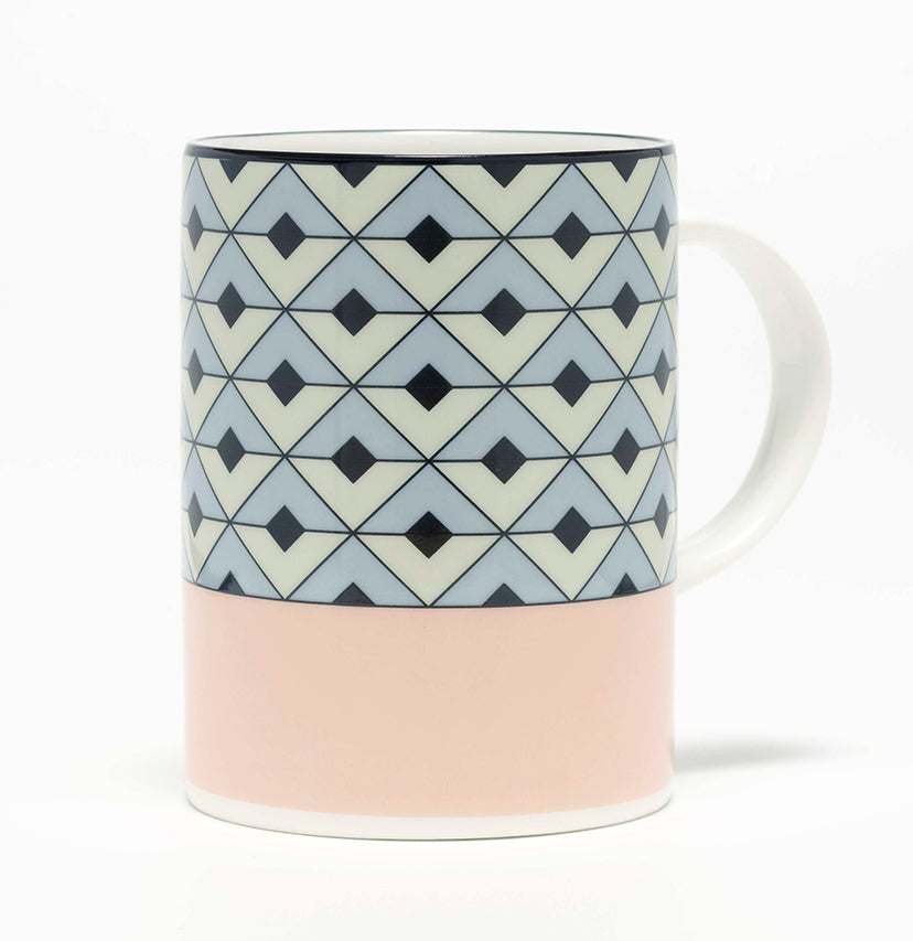 Tile Blush/Duck Egg Mug (Black)