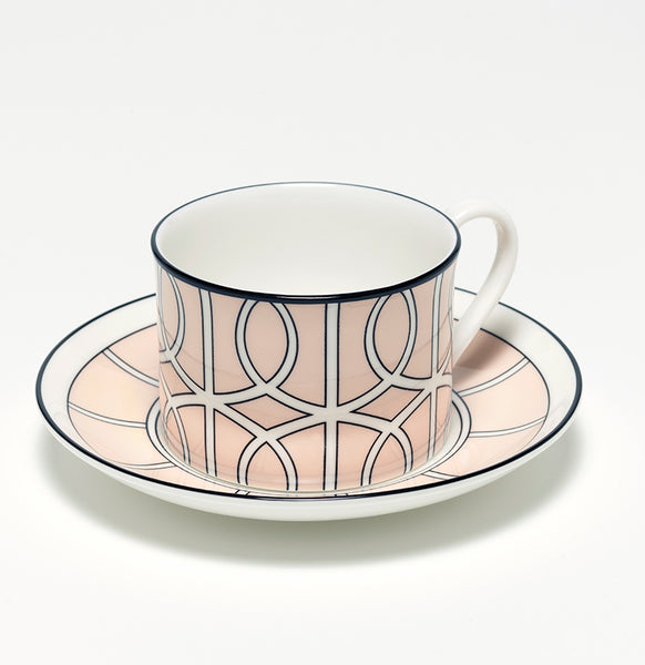 Loop Blush/White Teacup & Saucer (Black)