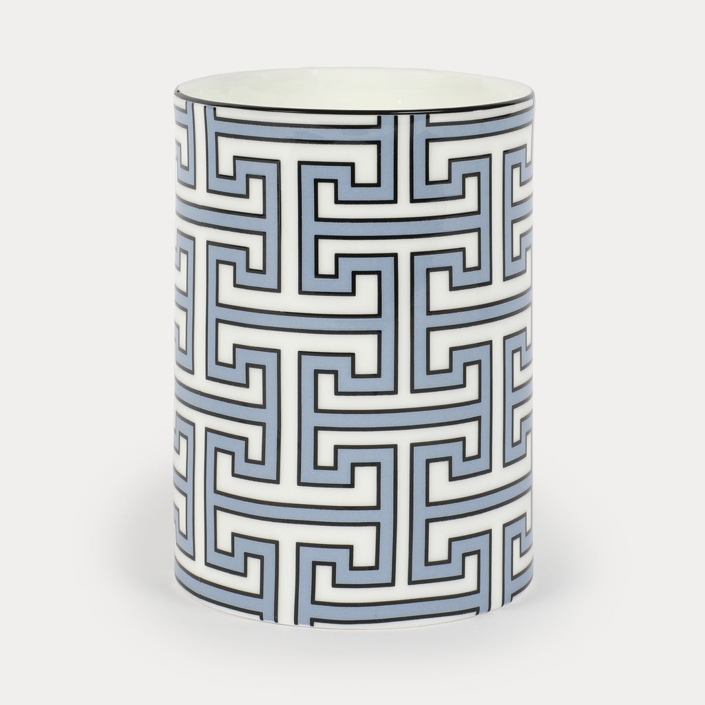 Maze Cornflower Blue/White Small Vase