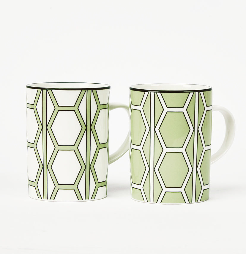 Hex Apple Green/White Mug Pair - SPECIAL OFFER
