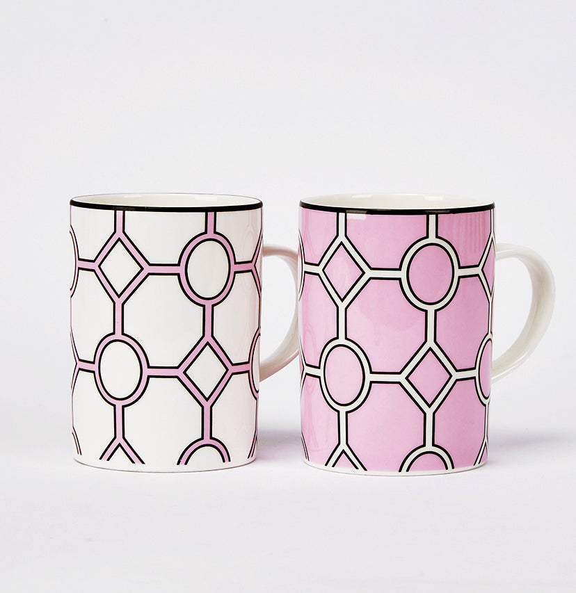 Hoop Pink/White Mug Pair - SPECIAL OFFER