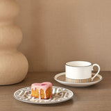 Stripe Truffle/White Teacup & Saucer