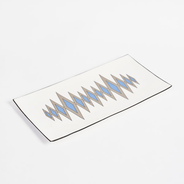 Diamond Truffle/Cornflower Blue Rectangular Serving Plate