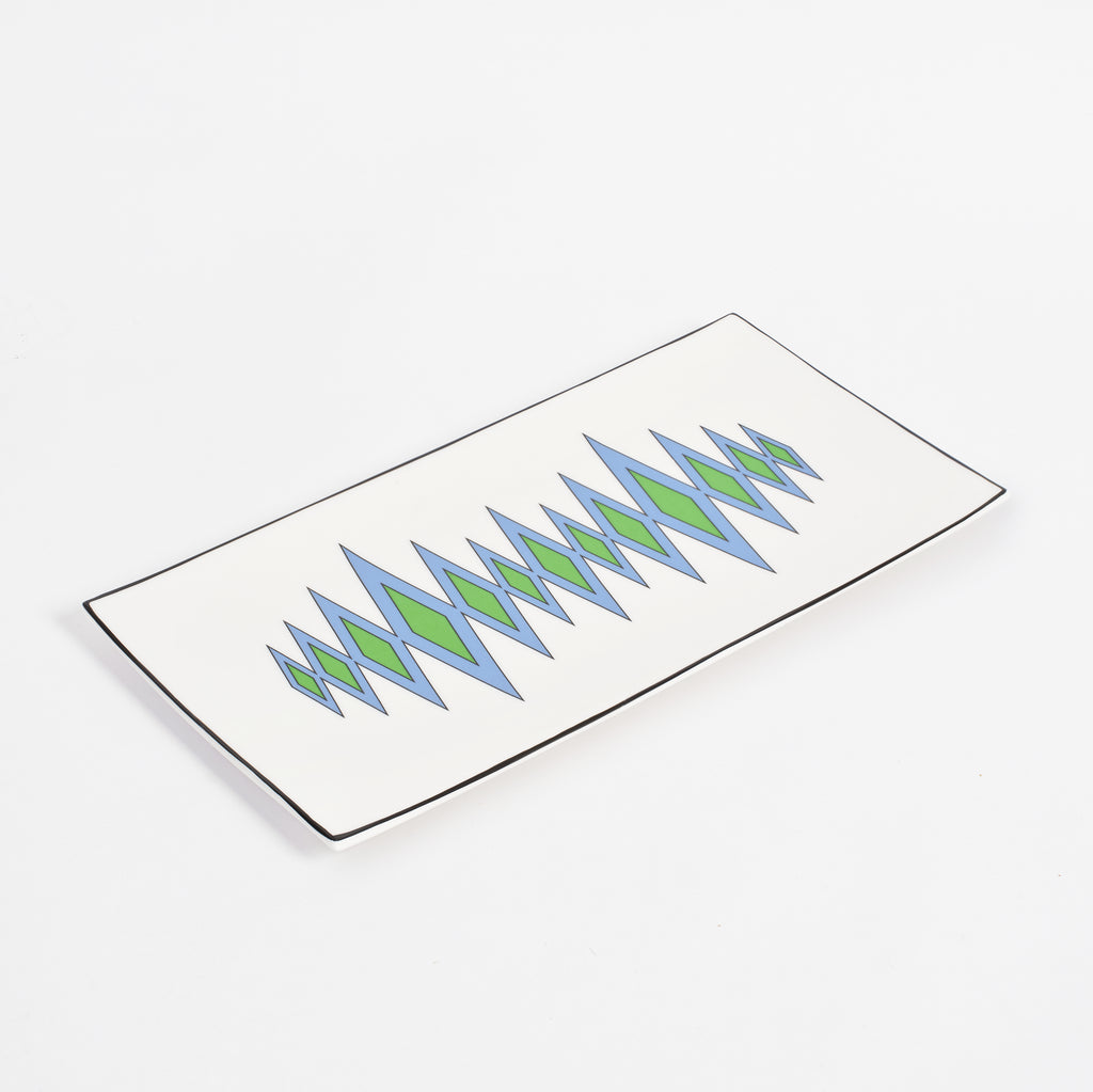 Diamond Cornflower Blue/Green Rectangular Serving Plate