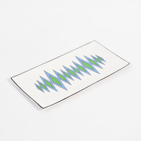 Diamond Cornflower Blue/Green Rectangular Serving Plate