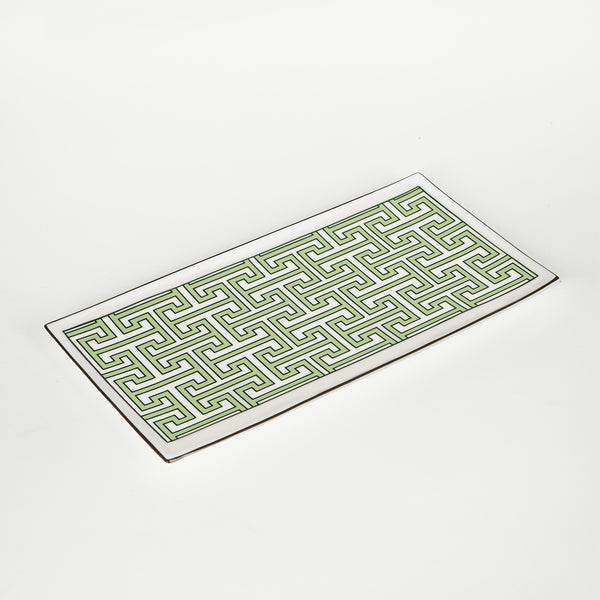 Maze Apple Green/White Rectangular Serving Plate