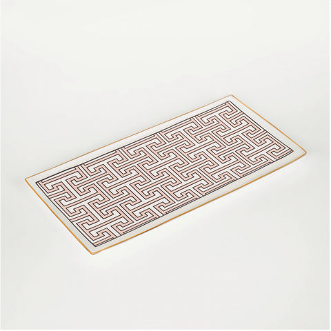 Maze Blush/White Rectangular Serving Plate (Gold)
